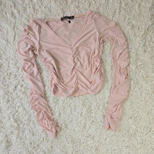 NWOT NASTY GAL Collection Pretty Pink Ruched Top, Size 6